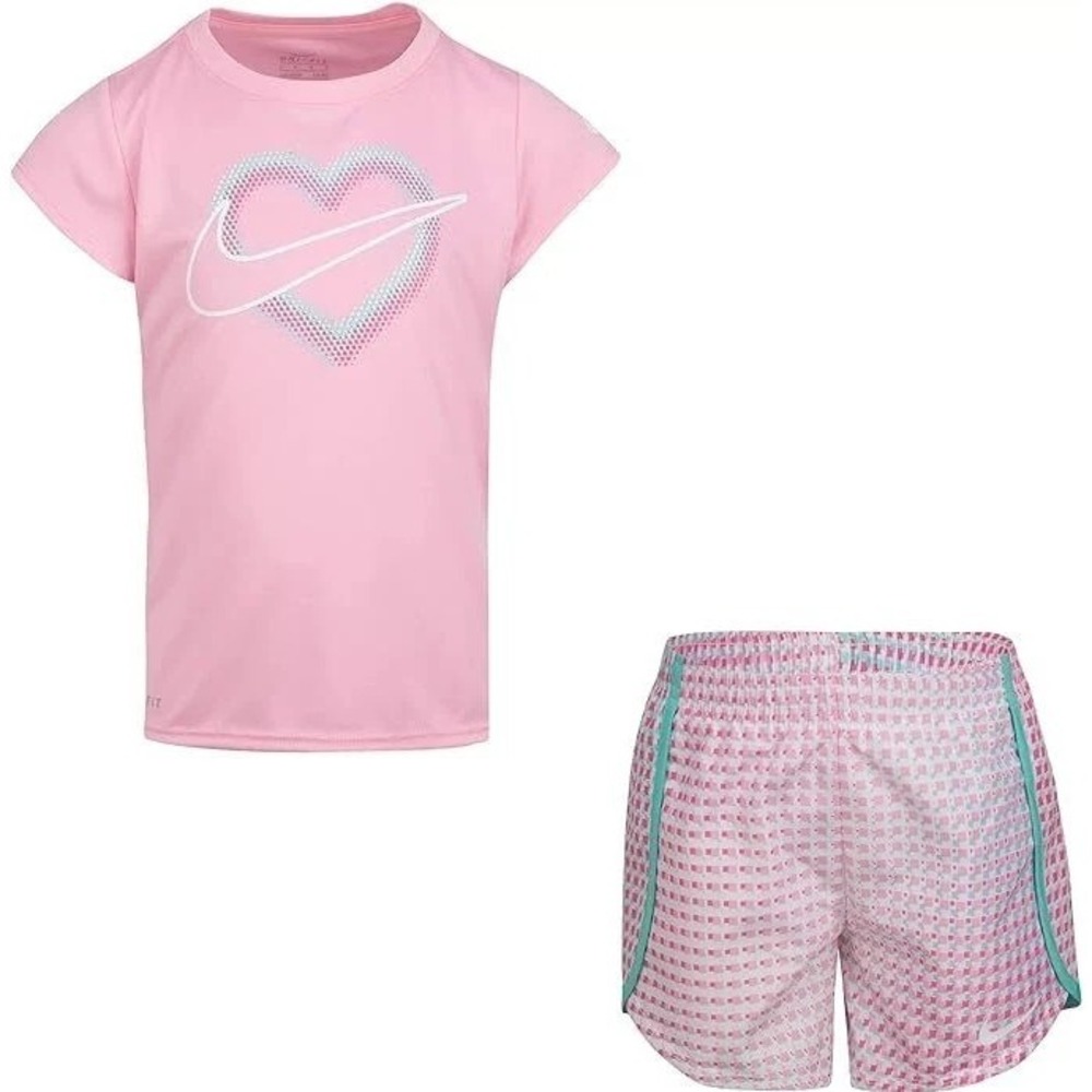 Nike Dri-Fit Little Girl's  2-Piece Graphic Tee & Short Set 2T Tropical Twist